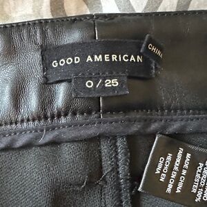Good American Vegan Leather High-Rise Jeans — Black
